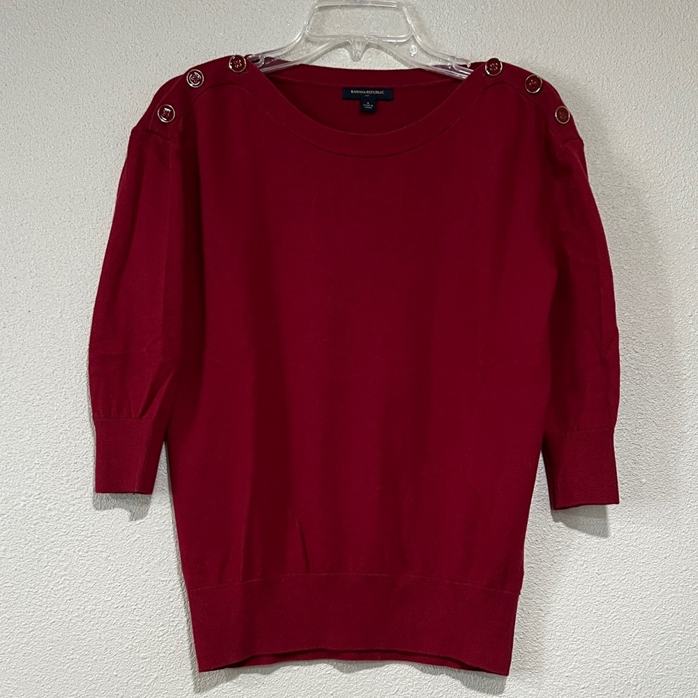 Banana Republic Red Button-Shoulder Sweater